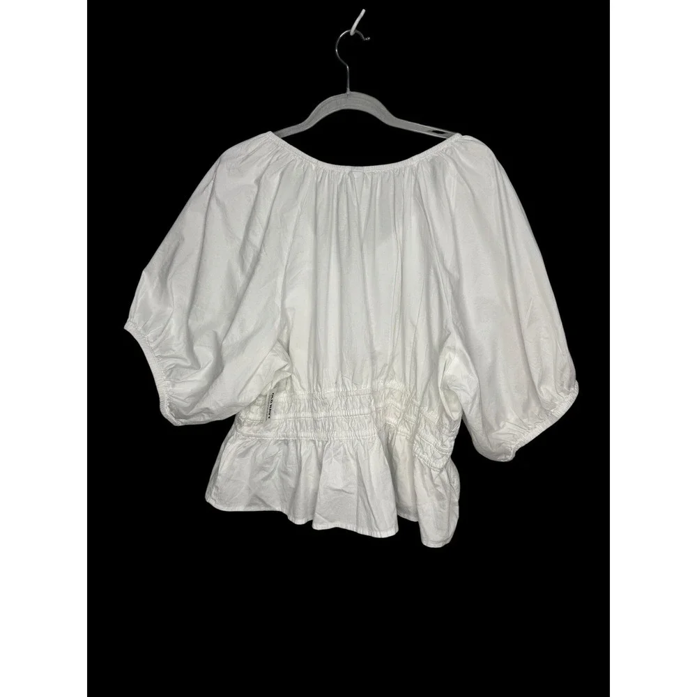 Old Navy Smocked Peplum Peasant Blouse 2X White 100% Cotton Cottagecore Pirate